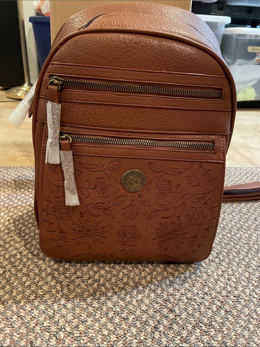 NWT Mini White Mountain Brown Leather Backpack Purse
